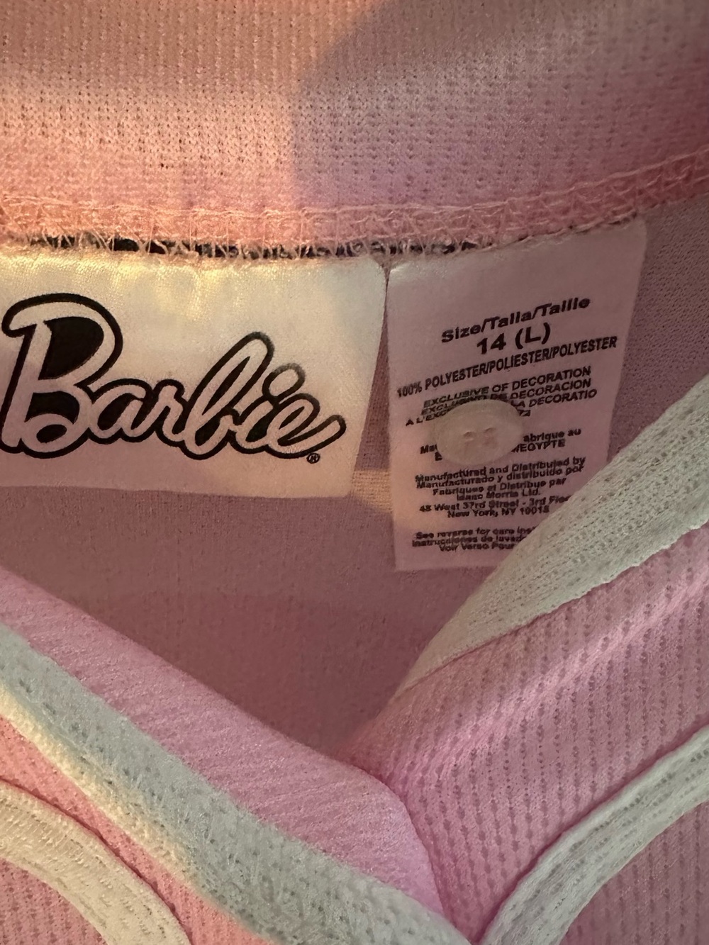 Barbie Pink Baseball-Style Button Front Top - Picture 4 of 4